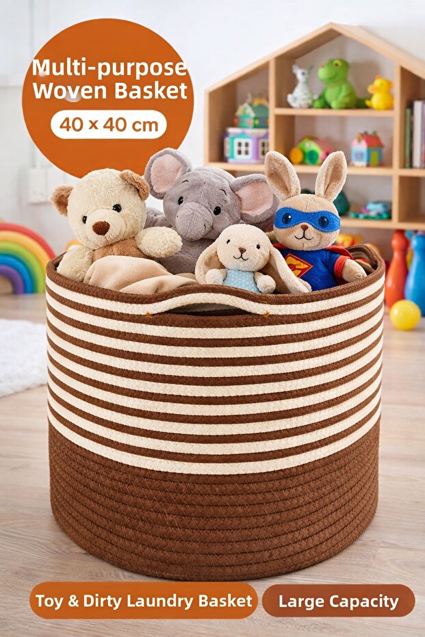 Multi-Purpose Mesh Organizer Basket, Toy Basket, Dirty Laundry Basket Bohemian Decoration Organizer
