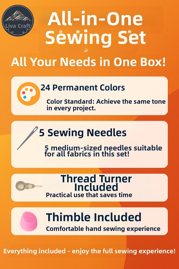 طقم خياطة مكون من 24 قطعة - 2