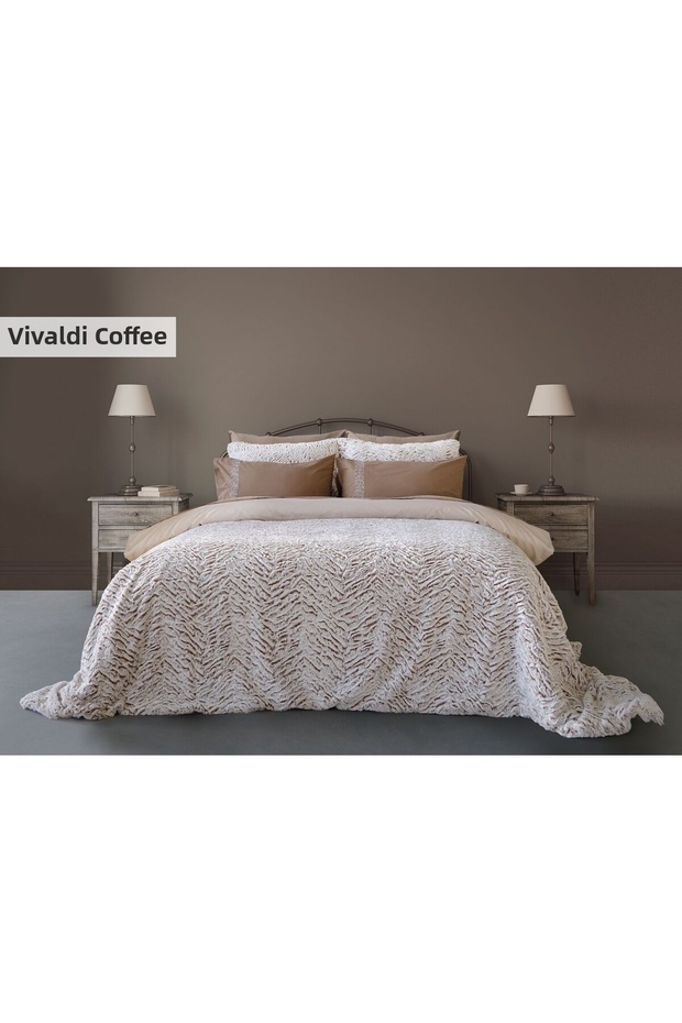 7 Piece Wild Fur Bedding Covered Bedding Set Vivid Brown