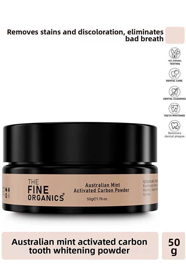 Australian Peppermint & Activated Carbon Teeth Whitening Powder, 50g