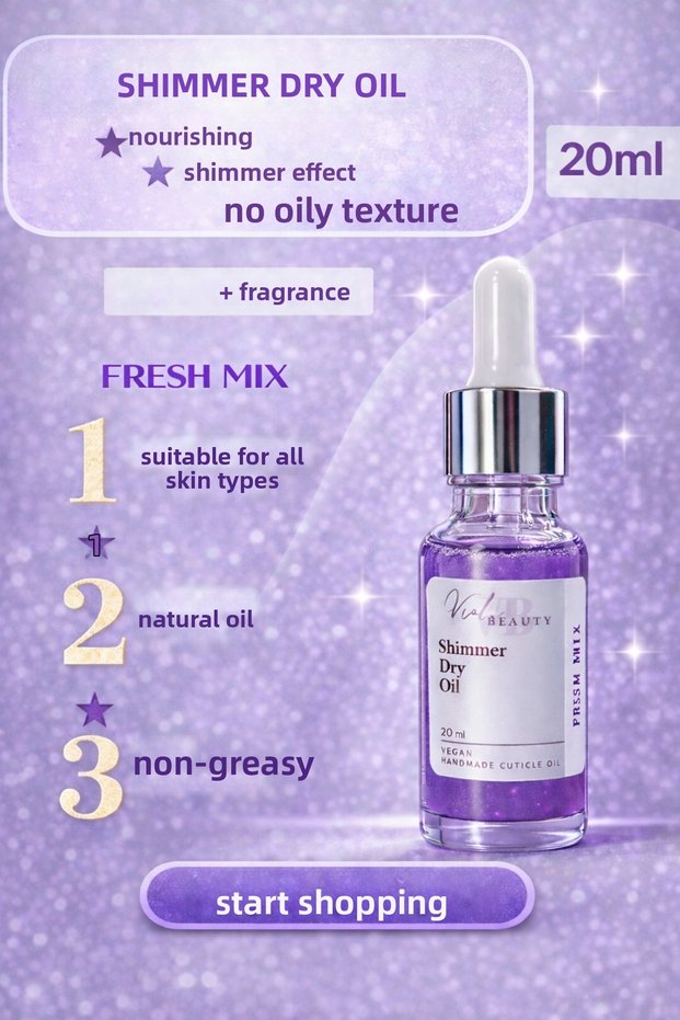 Shimmer Dry Oil - Dry Oil "Nail and Cuticle Softener Cuticle Care Oil 20 ml Glitter