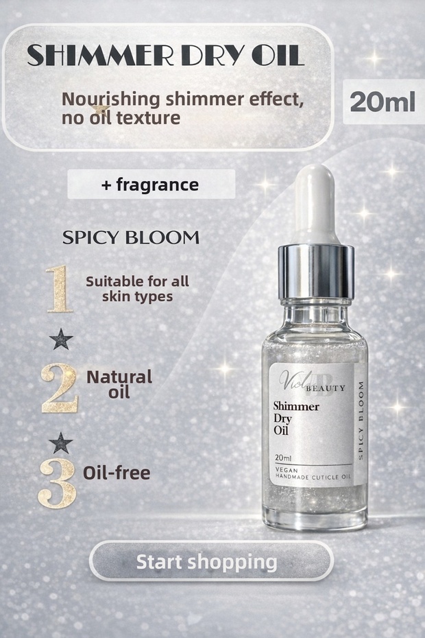 Shimmer Dry Oil - Dry Oil "Nail and Cuticle Softener Cuticle Care Oil 20 ml Glitter