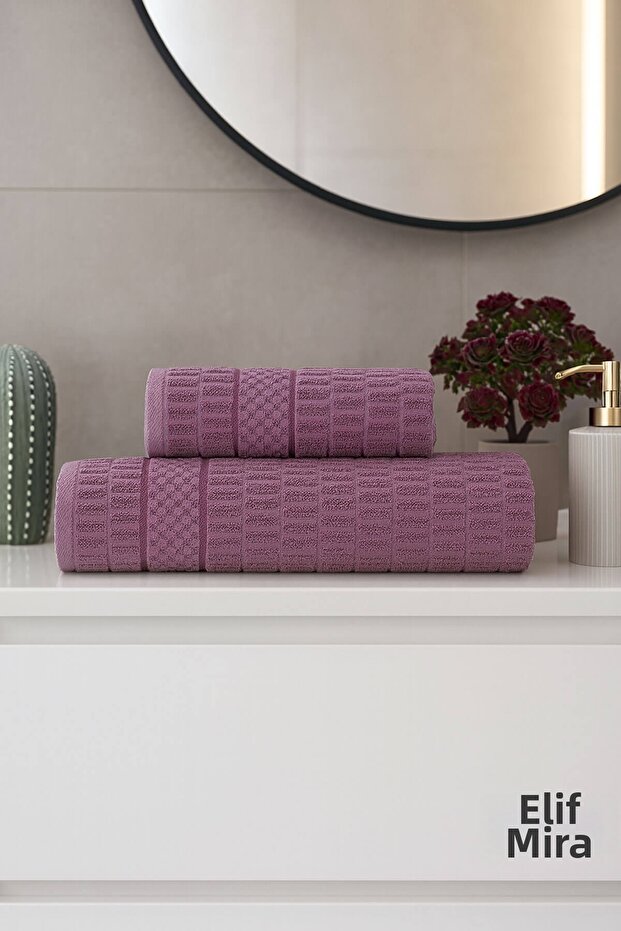 2 Piece Bath Towel Set (50×90 + 90×150 cm) Soft Comfort