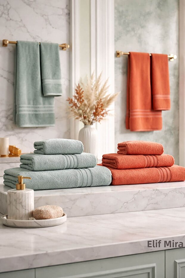 6 Piece Thin Summer Bath Towel Set 70X140 cm Serenio
