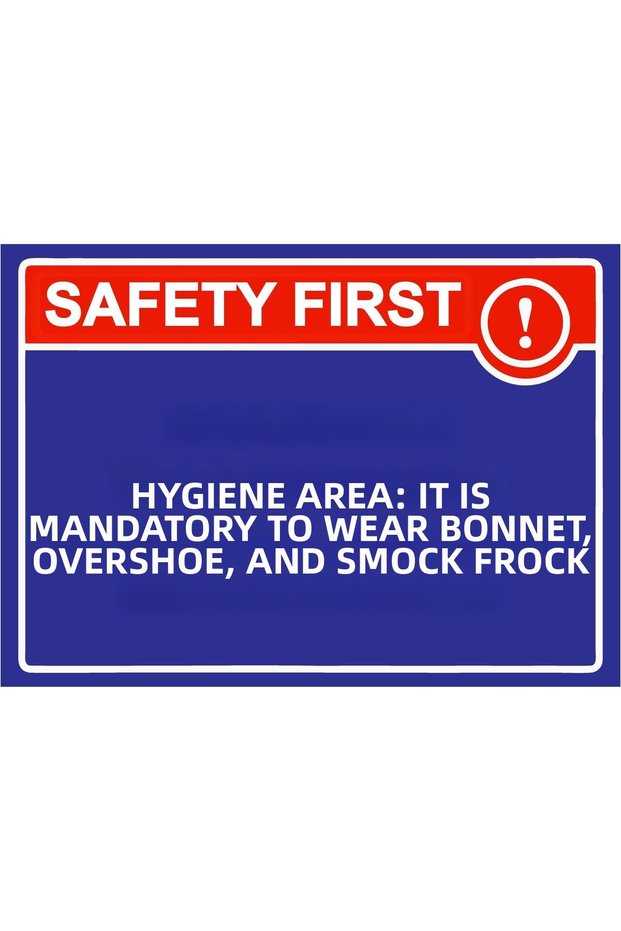 Safety First! Hygiene Area It’S Obligatory to Wear Bonnet Isg Warning Sign Pvc A5 15X21 cm
