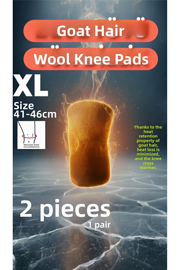 Camel Hair Wool Knee Pads Warm and Keeps Warm Supports Unisex Wearable Model 1 Pair XL Size
