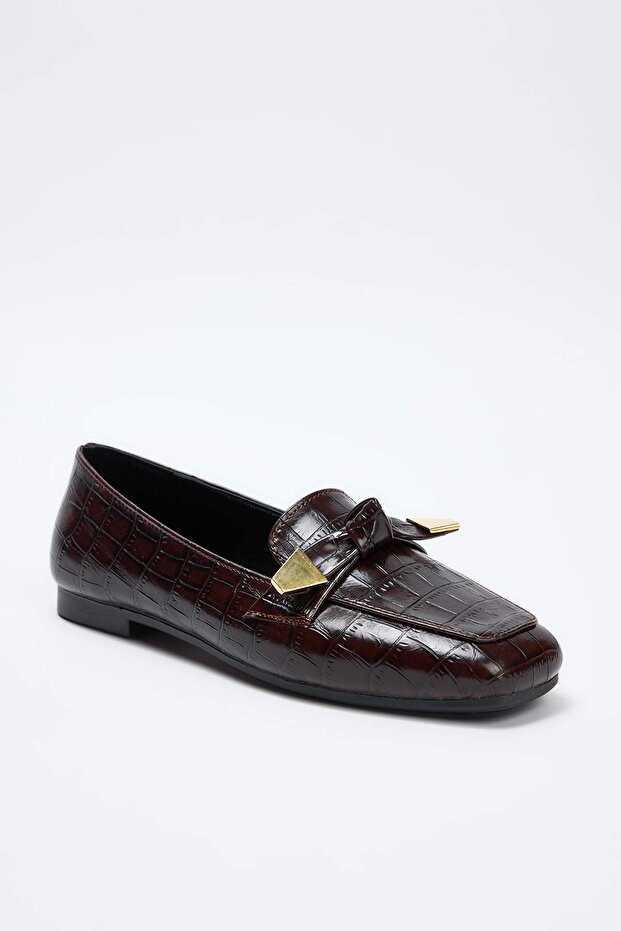 Koyu Kahverengi Kadın Loafer Ayakkabı TAKAW26LA00012 - 2