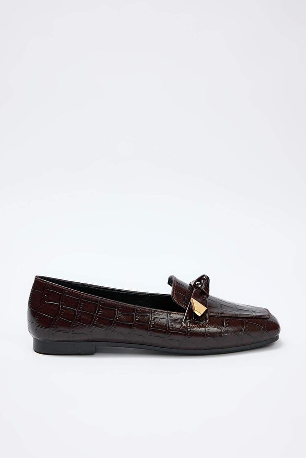 Koyu Kahverengi Kadın Loafer Ayakkabı TAKAW26LA00012 - 5