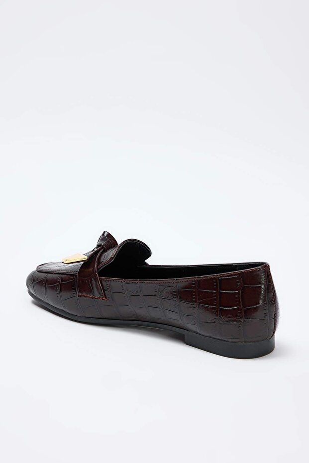 Koyu Kahverengi Kadın Loafer Ayakkabı TAKAW26LA00012 - 6