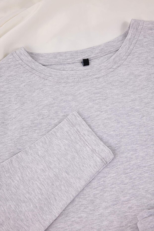 Wardrobe Essentials Gri Fitted/Vücuda Oturan Fitilli Esnek Örme Alt-Üst Takım TBBAW26CP00010 - 7