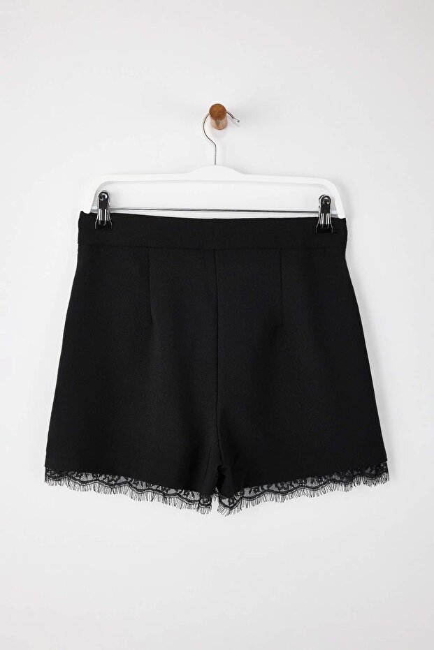 Limited Edition Siyah Dantel Garnili Kısa/Mini Party Şort TPRSS26SR00002 - 10