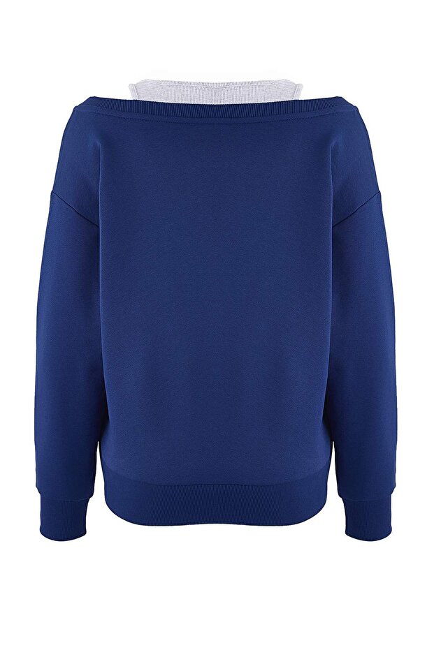 Teen Lacivert 2'li Düşük Omuzlu Örme Sweatshirt TWOAW26SW00149 - 7