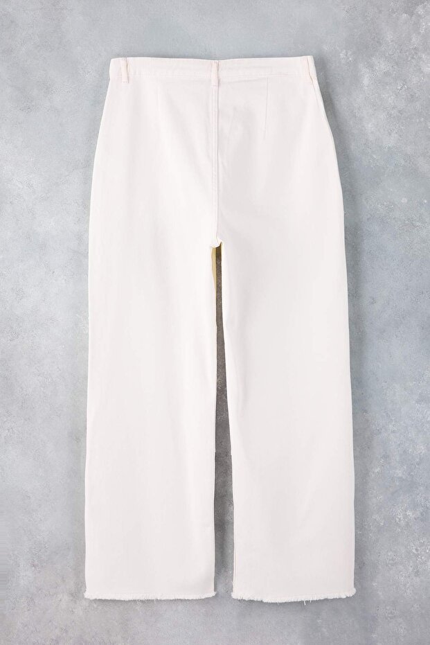 Ecru High Waist Wide Leg Plus Size Wide Leg Jeans Tbbaw25Cj00001 - 2