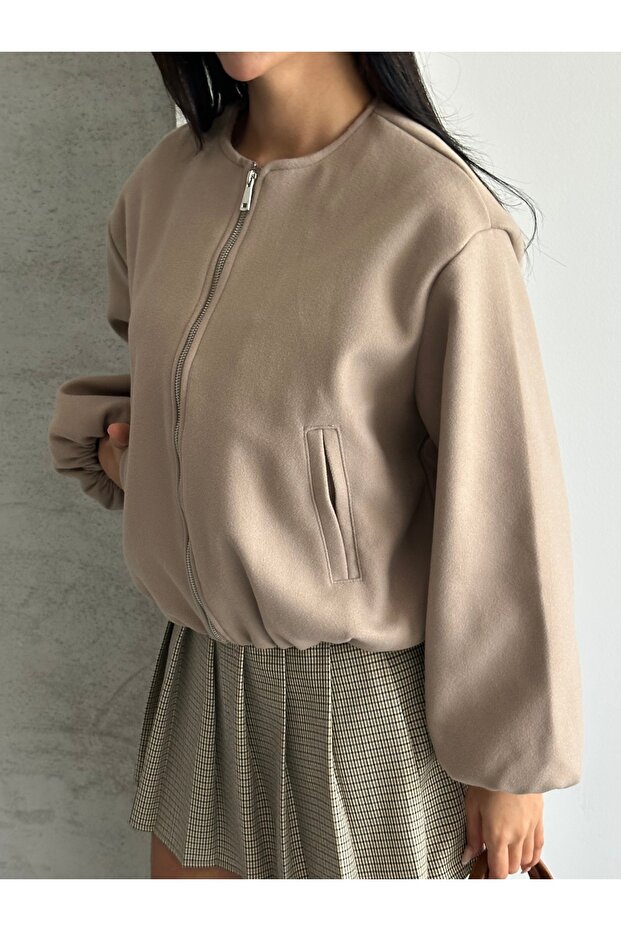 Kadın Kaşe Bomber Ceket - 3