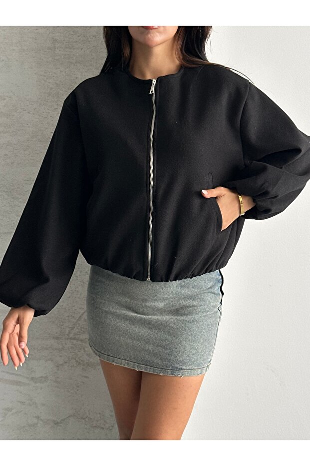 Kadın Kaşe Bomber Ceket - 1