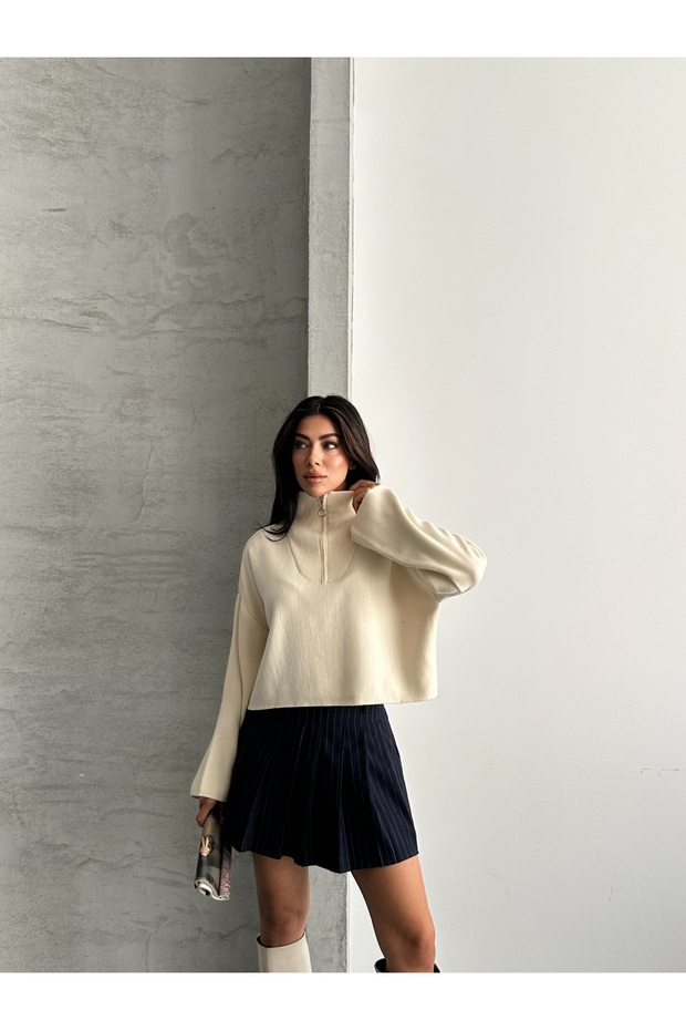 Дамски къс пуловер - 3