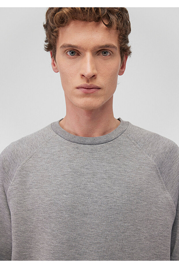 Bisiklet Yaka Gri Basic Sweatshirt 0S10295-80018 - 7