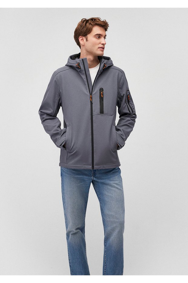 Hooded Gray Jacket Slim Fit / Slim Fit 0110264 -80776