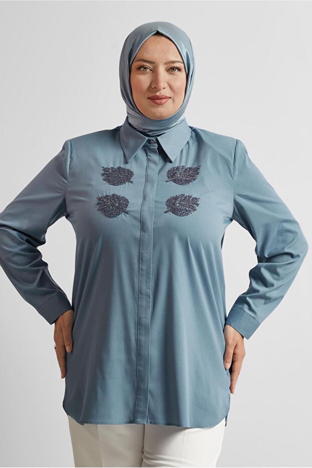 قميص طية صدر السترة تونك 20758