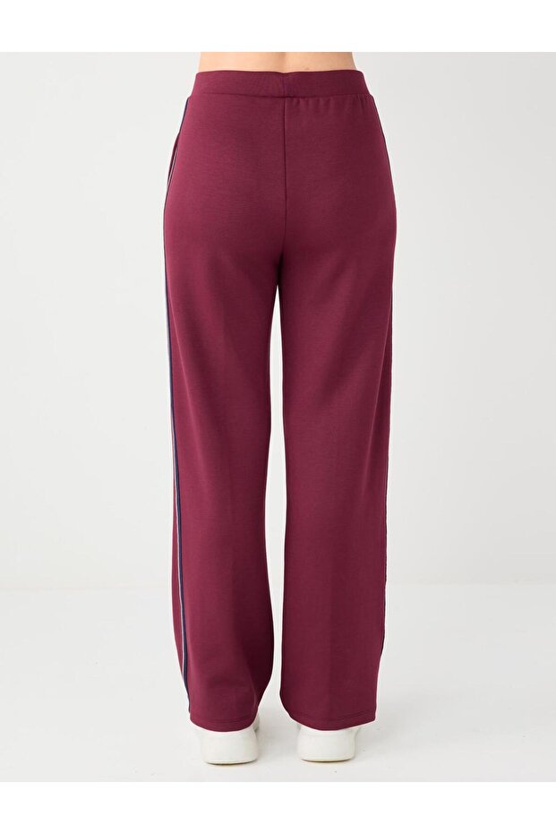 Bordo Normal Bel Normal Paça Modal Örme Pantolon - 5
