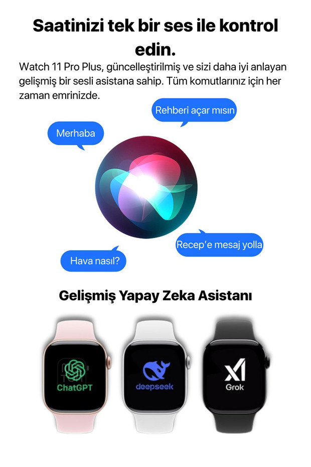 Watch 11 Pro Plus Akıllı Saat | Tüm Telefonlara Uyumlu | Koruyucu Hediyeli | Büyük Ekran Akıllı Saat - 8