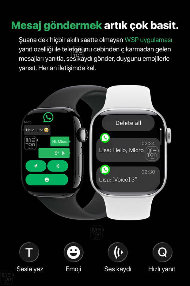 Watch 11 Pro Plus Akıllı Saat | Tüm Telefonlara Uyumlu | Koruyucu Hediyeli | Büyük Ekran Akıllı Saat - 2