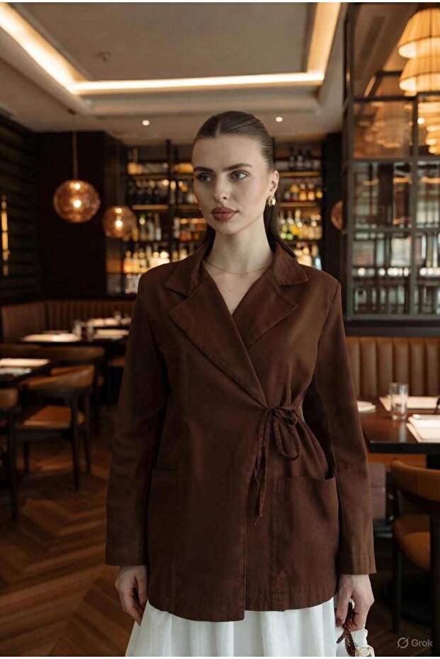 Zemura Knot Detail Gabardine Jacket Tns-4331