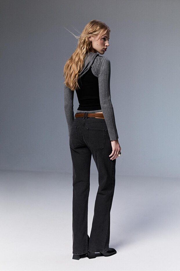 D68 kemerli bootcut jean - 4