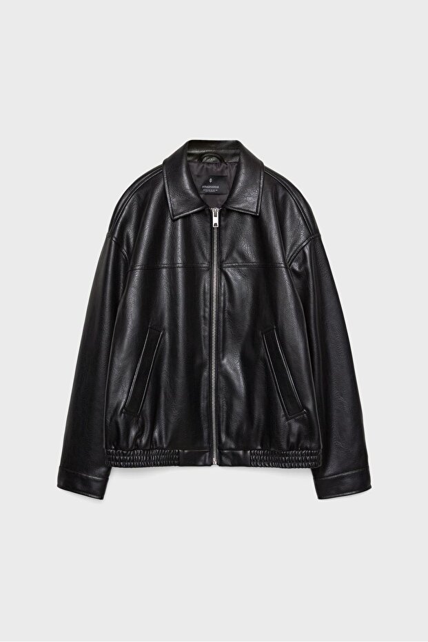 Oversize suni deri ceket - 5