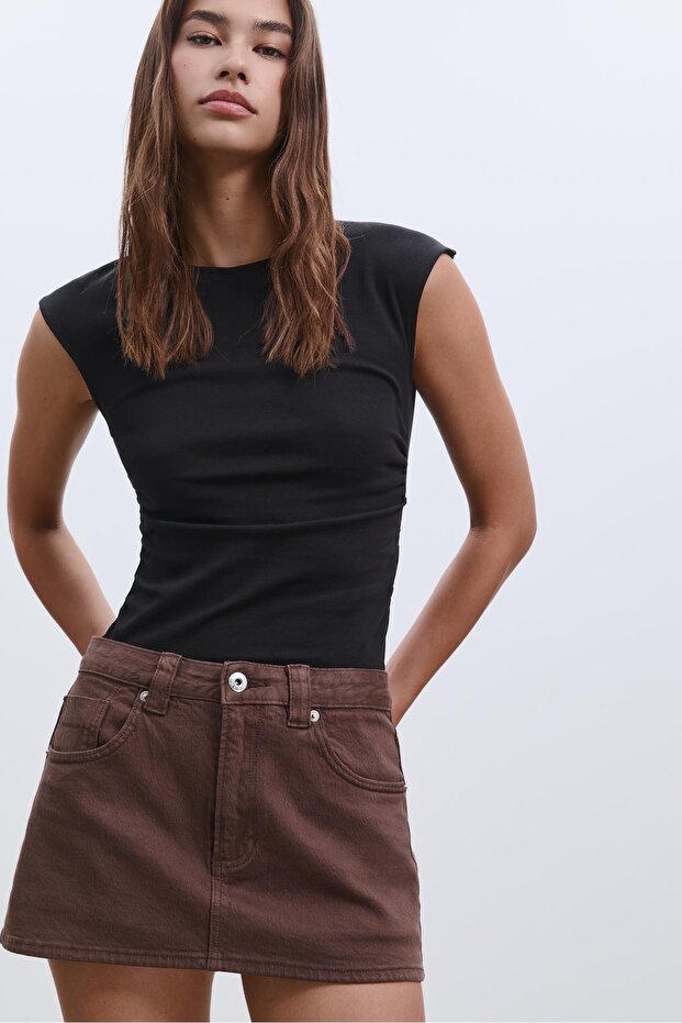 Büzgülü basic fitted t-shirt - 3