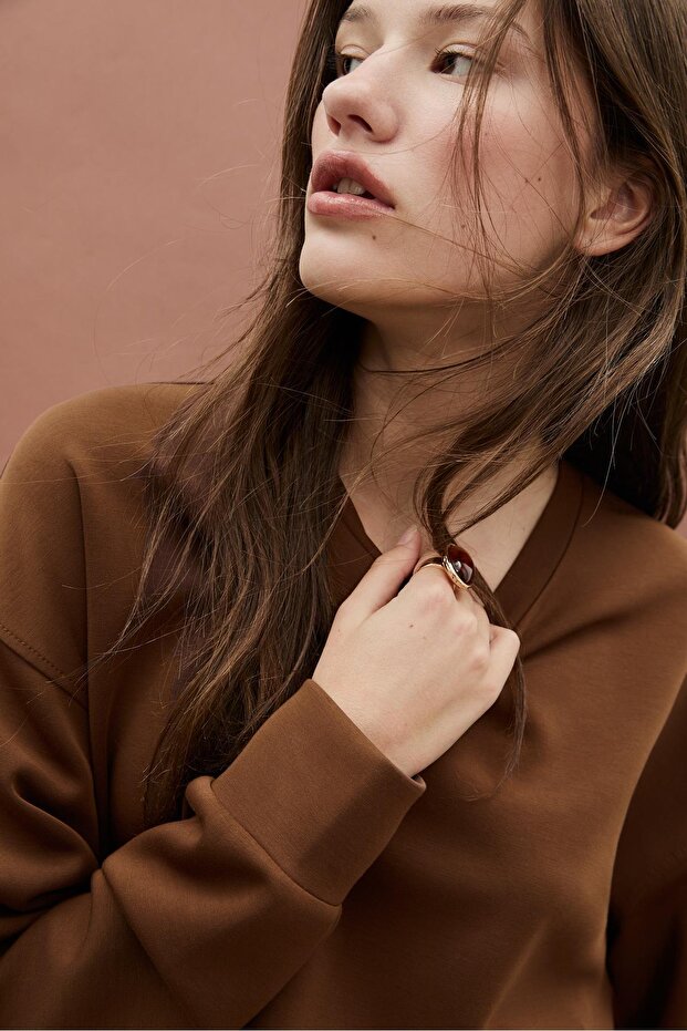 Yumuşak dokulu basic sweatshirt - 3