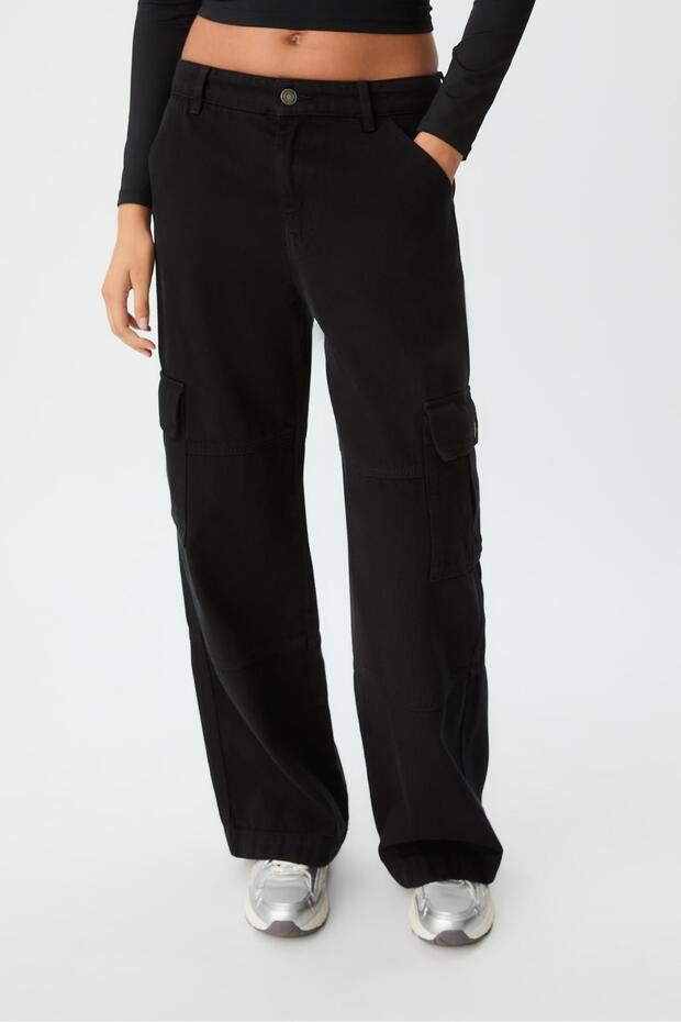 Düz Paça Kargo Pantolon - 1