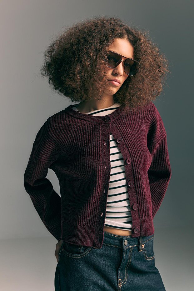 Düğmeli Triko Ceket - 2