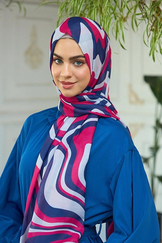 مجموعة Summer Sparkle شال ناعم أزرق داكن وردي 3044-10