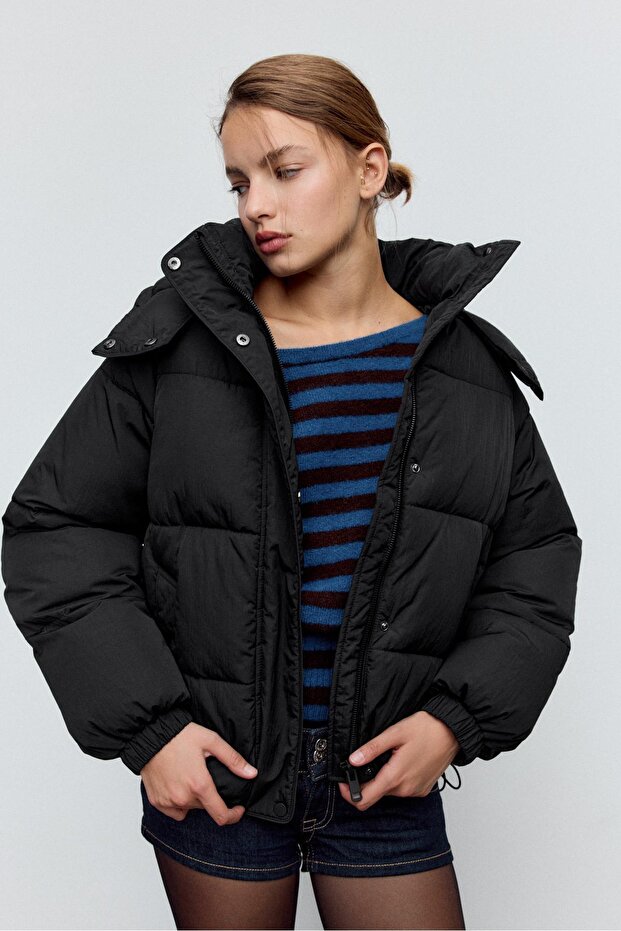 Kapüşonlu Kapitone Ceket - 2