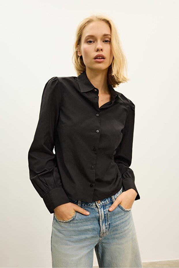 Basic Kabarık Poplin Gömlek - 2