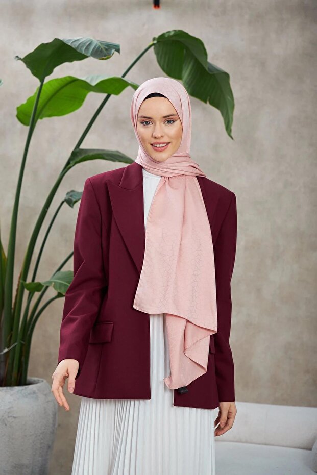 Novvela Pattern Silky Jacquard Shawl Powder 9008-22