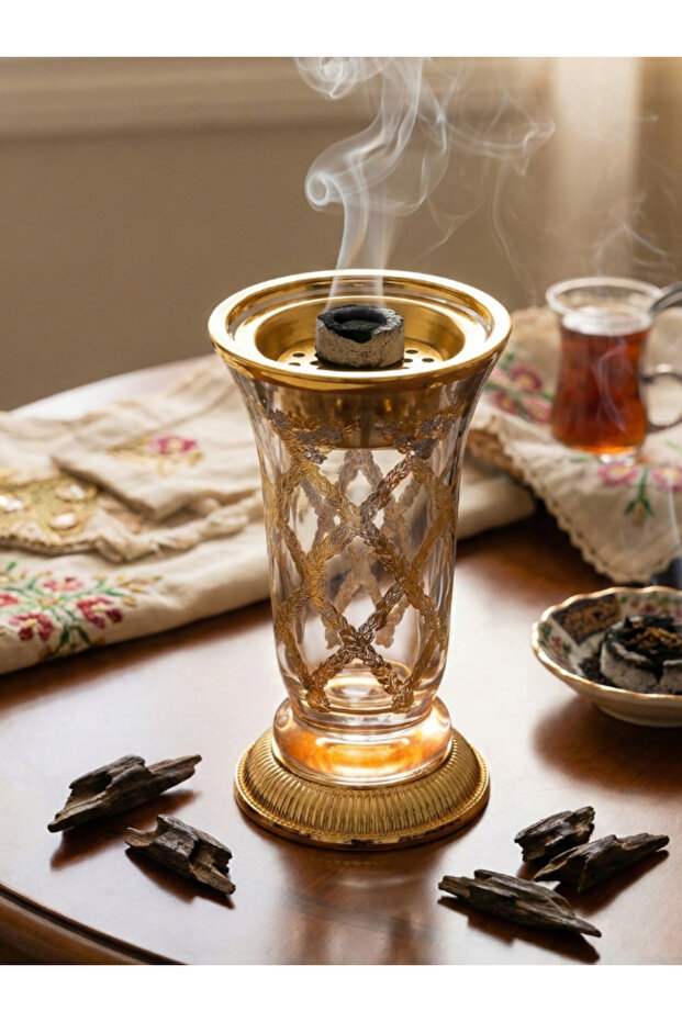 مبخرة زجاج تركية بارتفاع 20 بتصميم أنيق