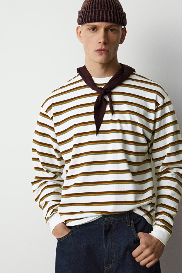Çizgili uzun kollu t-shirt - 5