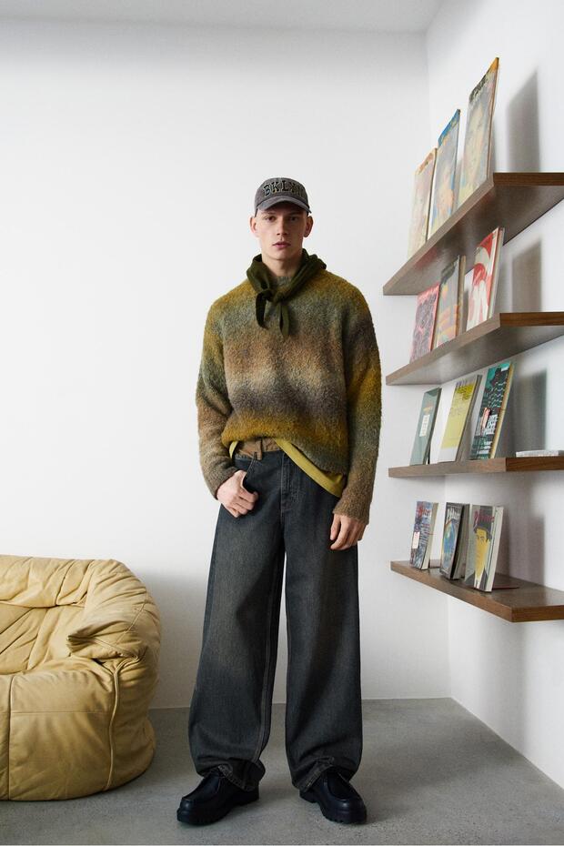 Kontrast bel detaylı geniş paça jean - 2