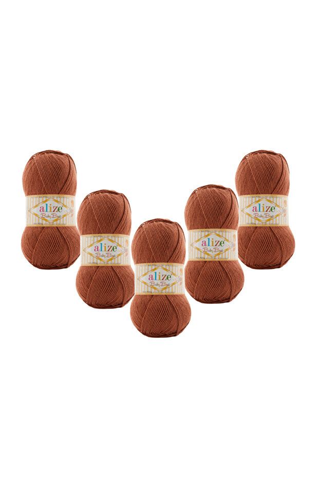 5 Pieces Baby Best Anti-Pilling Bamboo Blend 572 Brown - 100 Gr. 240 Meters.