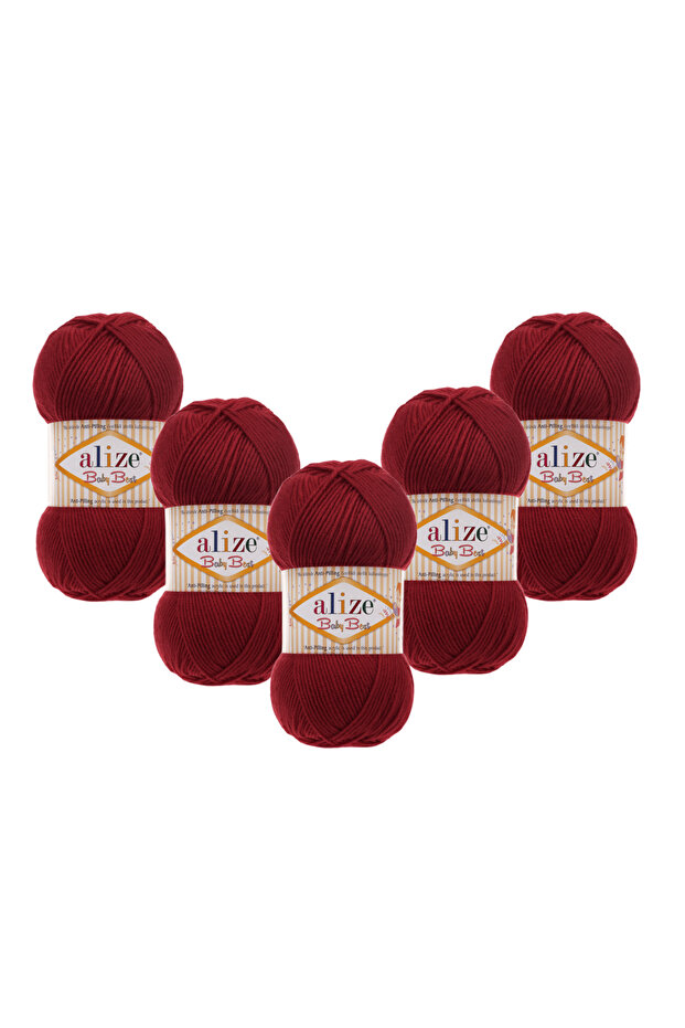 5 Pieces Baby Best Anti-Pilling Bamboo Blend 390 Cherry - 100 Gr. 240 Meters.