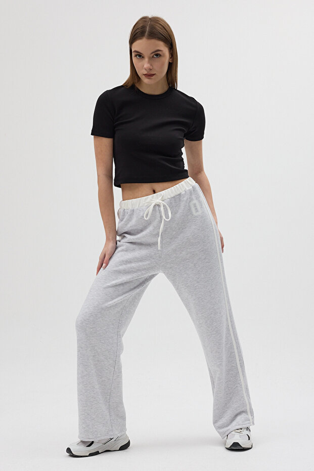 بدلة رياضية رمادية مطبوع بخصر مطاطي 8367A - 4