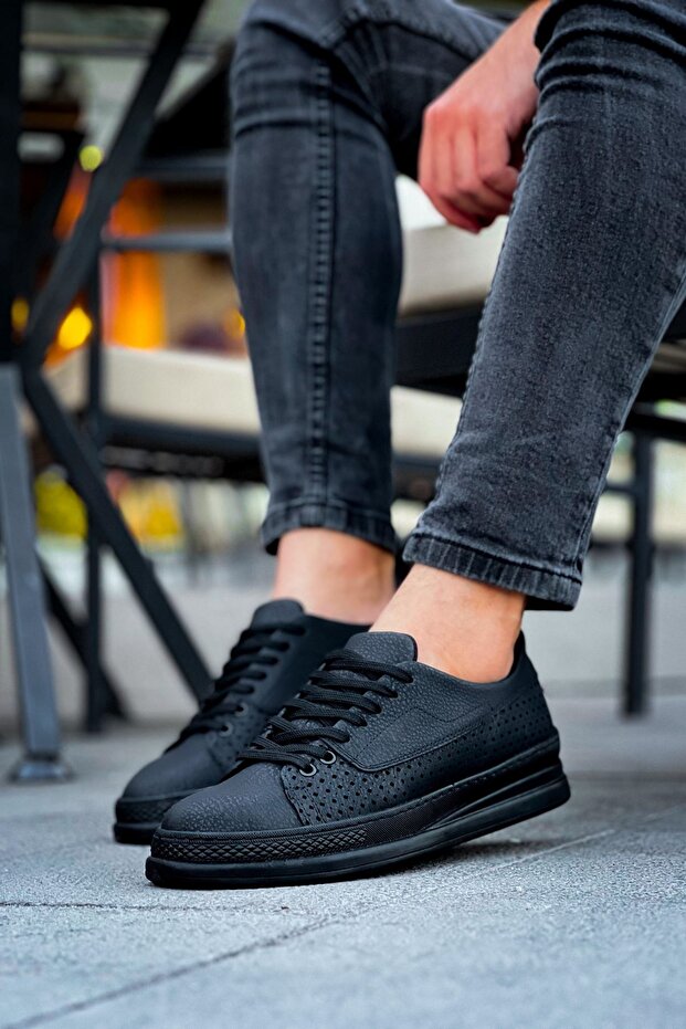 Cowien Premium Men's Style Lace-Up Sneaker Black