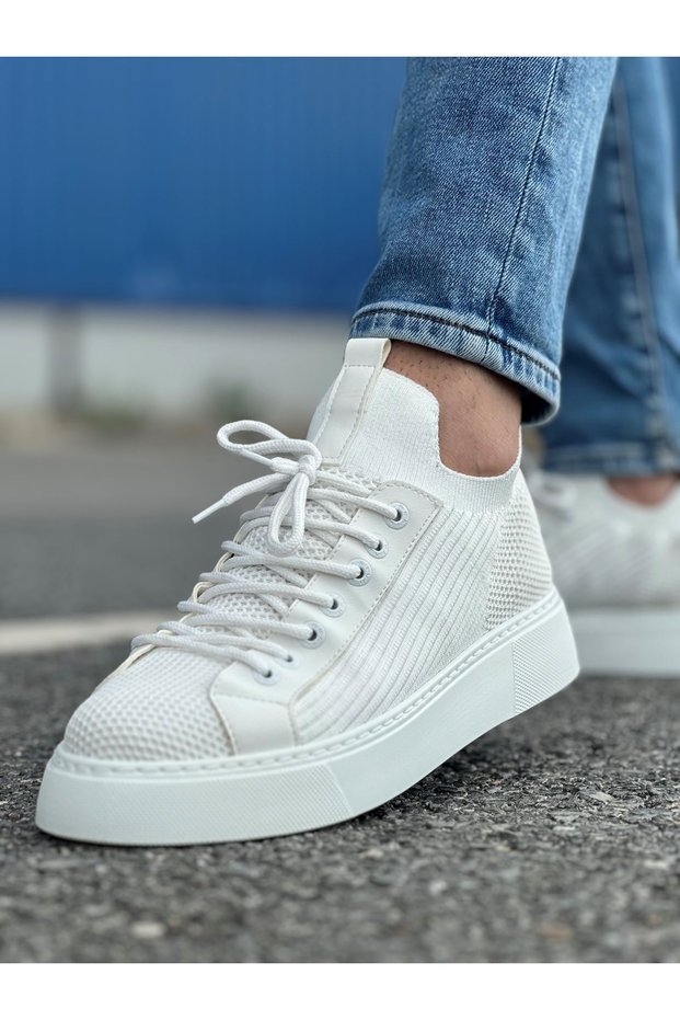 Zrc2423 Daily Comfortable Knitwear Men's Sports Shoes White