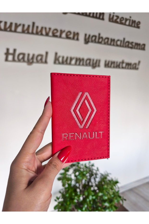 Renault Leather Stitched Car License Case Container Auto License Holder Car License Protector