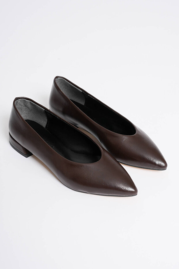 Etnias Premium Bitter Brown Daily Short Heeled Comfortable Ballerinas