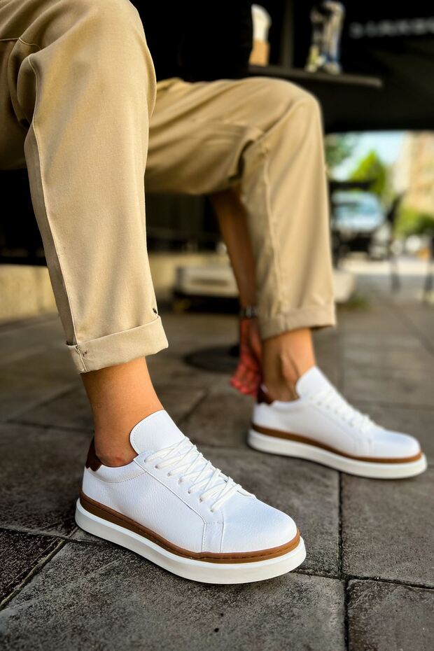 Santoni Quality Stylish Men's Sneakers White-Tan