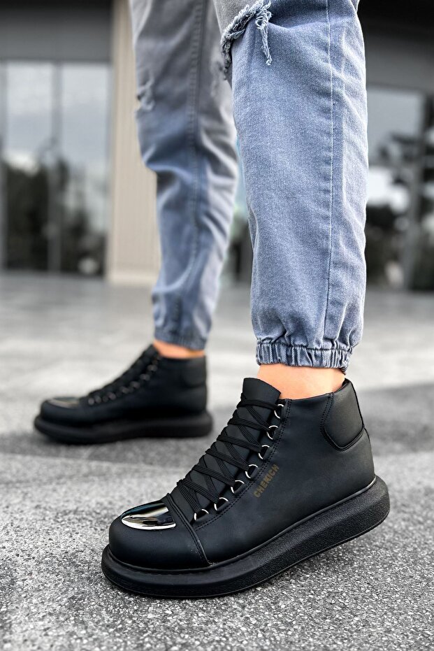 Roma Mirror Lace-Up Winter Men's Boots Black