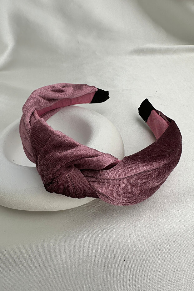 Dusty Rose Knot Detail Vintage Velvet Women's Crown